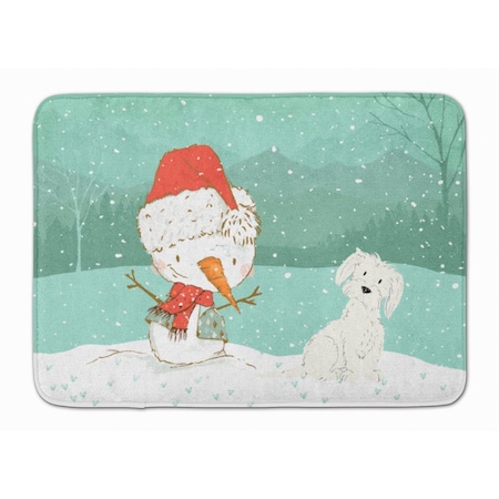 Carolines Treasures Maltese Snowman Christmas Machine Washable Memory Foam Mat CK2094RUG